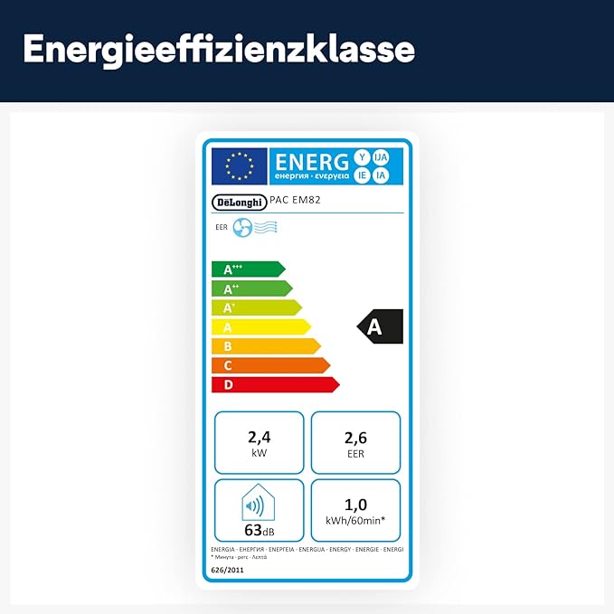 De'Longhi Pinguino PAC EM82 | Mobile Klimaanlage für Räume bis zu 80m³, 9.400 BTU, 2,4kW 6