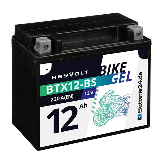 HeyVolt GEL Motorradbatterie YTX12-BS: Wartungsfrei, vibrationsresistent und startstark