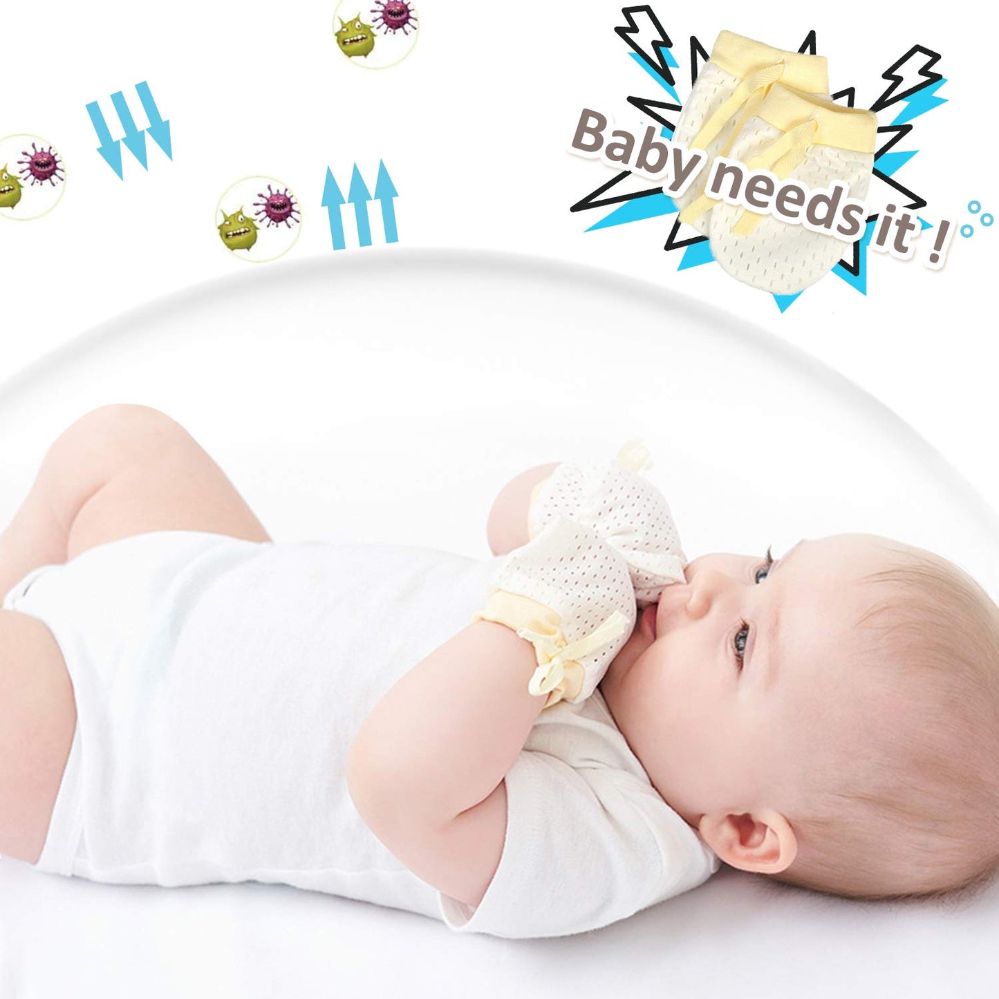 Baby-Neugeborenen Anti-Kratz-Handschuhe: 3er-Set in Unisex-Farben