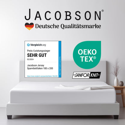 JACOBSON Jersey Spannbettlaken aus 100% Baumwolle (90x200-100x200cm - Anthrazit)