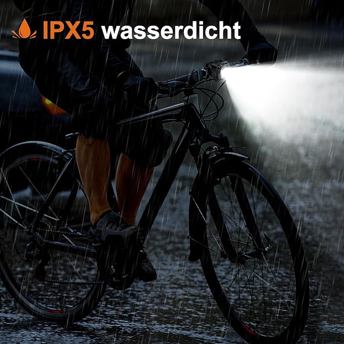 ANTIMI Fahrradleuchten-Set | LED IPX5 Frontlicht + Rücklicht mit USB Typ-C