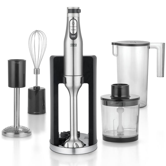 LEBENLANG Premium  Stabmixer Set (1200W) inkl. 5x Zubehör & Spritzschutz