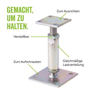 Alberts Pfostenträger (212391) zum Aufschrauben: Höhenverstellbar (150 - 190mm)