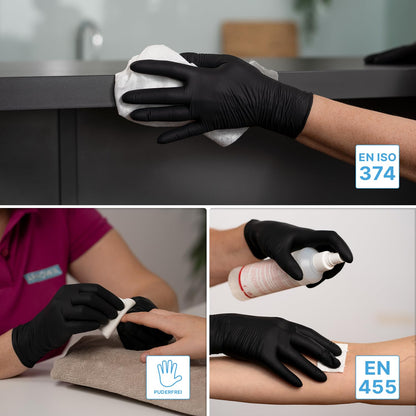 ARNOMED Black Nitrile Disposable Gloves (100 pieces/box): Powder-free, latex-free