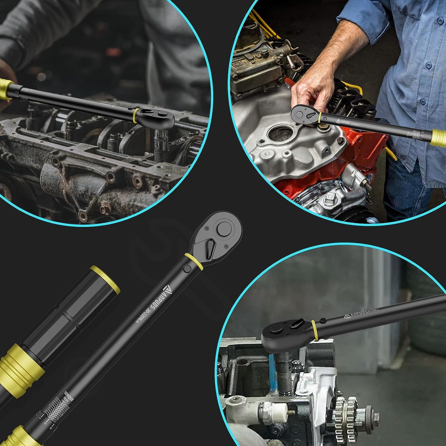 Drehmomentschlüssel 1/2 Zoll, 20-220 Nm, ±3% Fehlergenauigkeit: 72 Zähne Reifenschlüssel Tool mit Aufbewahrungsbox