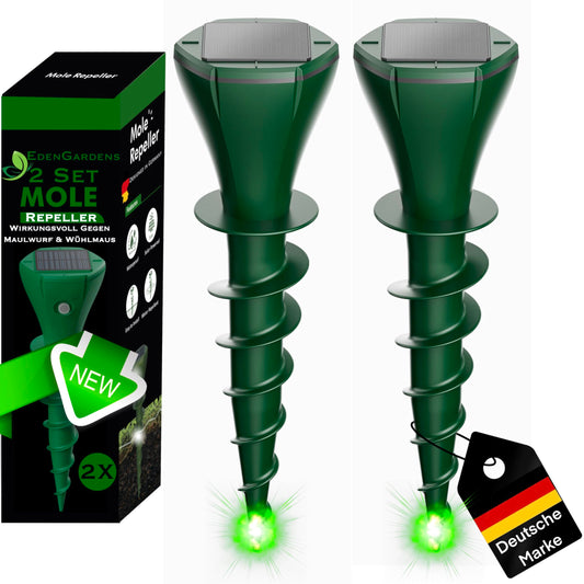 EdenGardens® 'MOLE Repeller' (2er Pack) Maulwurf-Vertreiber OHNE Karbid