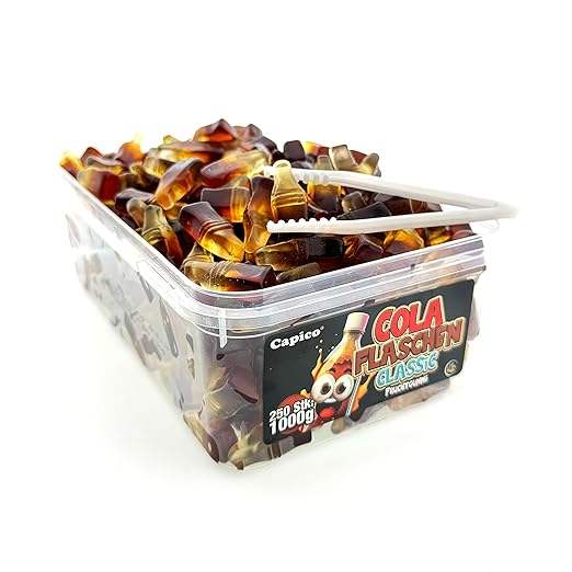 Colaflaschen Classic Fruchtgummi: 1kg in Dose | HALAL