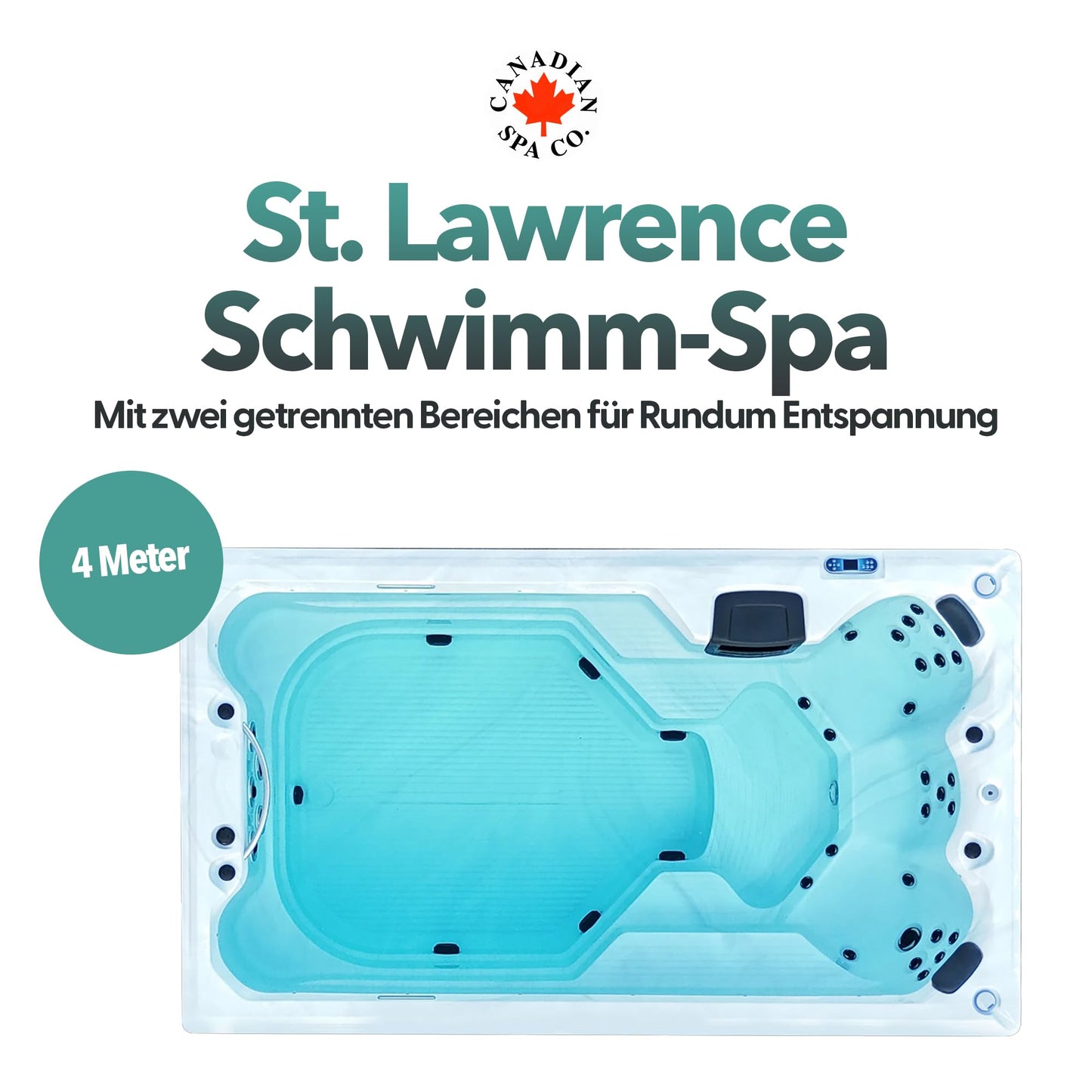 CANADIAN SPA CO. 2025 St. Lawrence Swim Spa (4m) Outdoor Whirlpool für 5 Personen: LED, Musiksystem