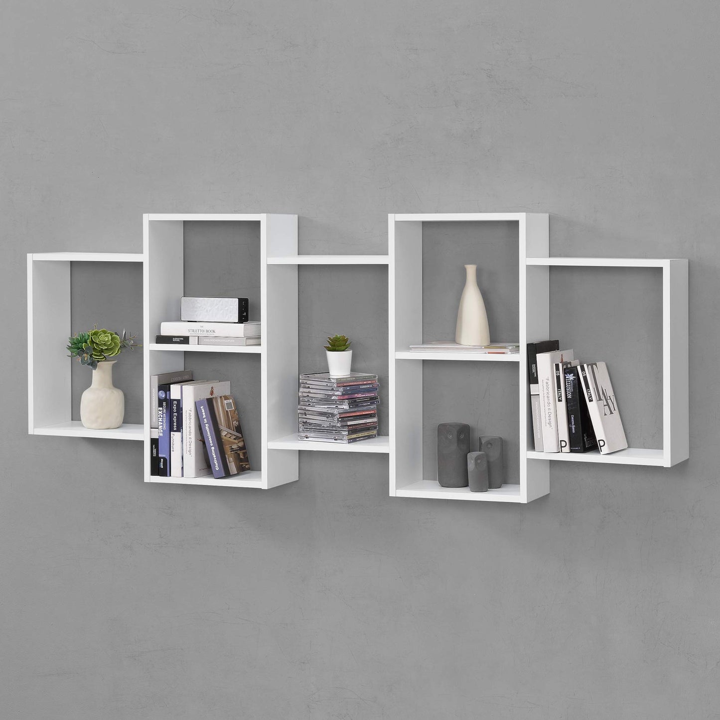 [en.casa] Wandregal 'Jessheim' mit 7 Ablageflächen: Stilvoller Stauraum für jeden Raum