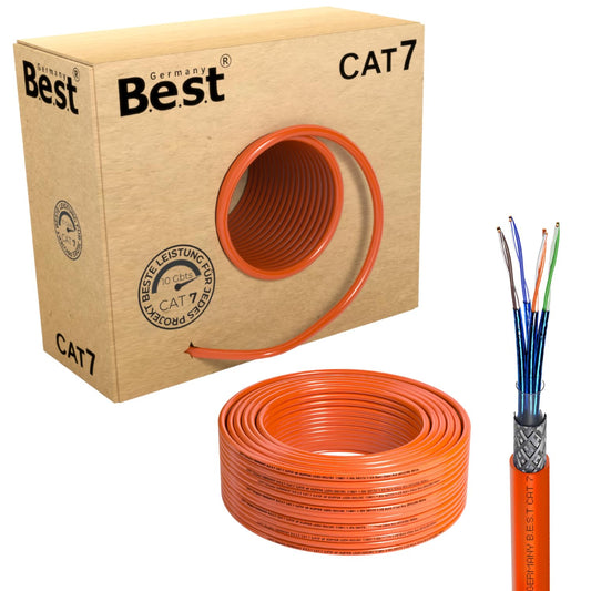 Germany B.e.s.t (CAT 7) 100m Simplex Kupfer LAN Netzwerk-Verlegekabel: S/FTP 10 Gbit/s