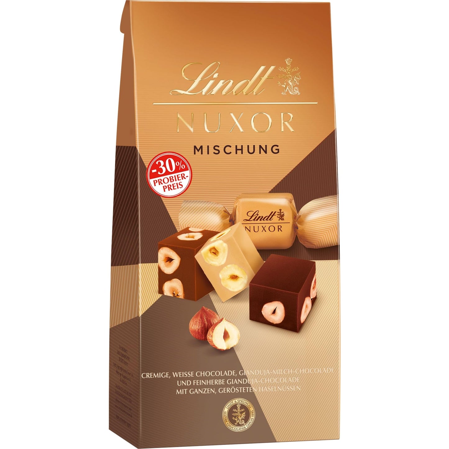 Lindt NUXOR Beutel Mischung Promotion Edition (103g): Cremige Gianduja Schokolade | Geschenkidee