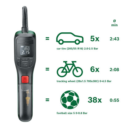 Bosch 'EasyPump' Elektrische Mini-Luftpumpe: Autostop-Funktion, LED, USB-Aufladung