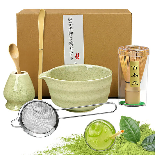 Matcha set, Japanisches Tee-Set, Matcha-Schale, Schaufel, Sieb, Matcha-Besenhalter, Matcha-Besenständer, Matcha-Tee-Set (Hellgrün)