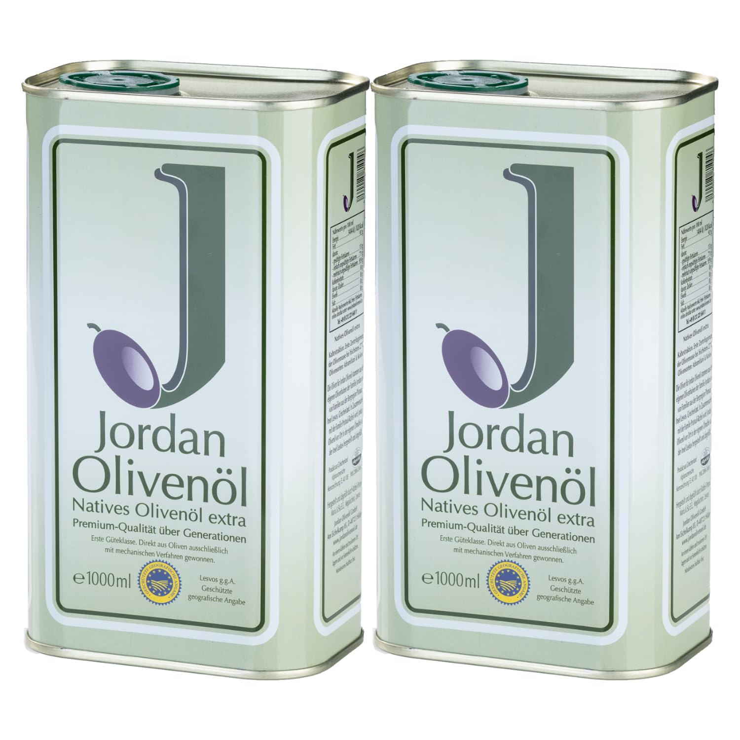 Jordan Natives Olivenöl (2x 1 Liter Kanister) von der griechischen Insel Lesbos