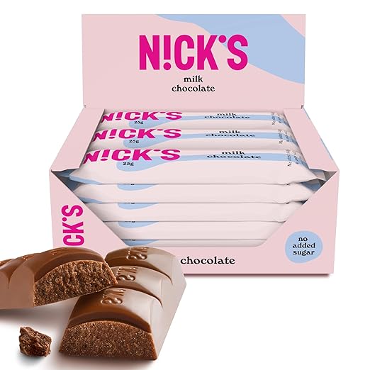 NICKS Keto Milch-Schokolade Riegel ohne Zuckerzusatz | Low Carb, Glutenfrei (15x25g)