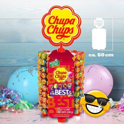 Chupa Chups Lutscher-Rad (200 Lollis x 12g): Aufsteller mit 5 leckeren Geschmacksrichtungen