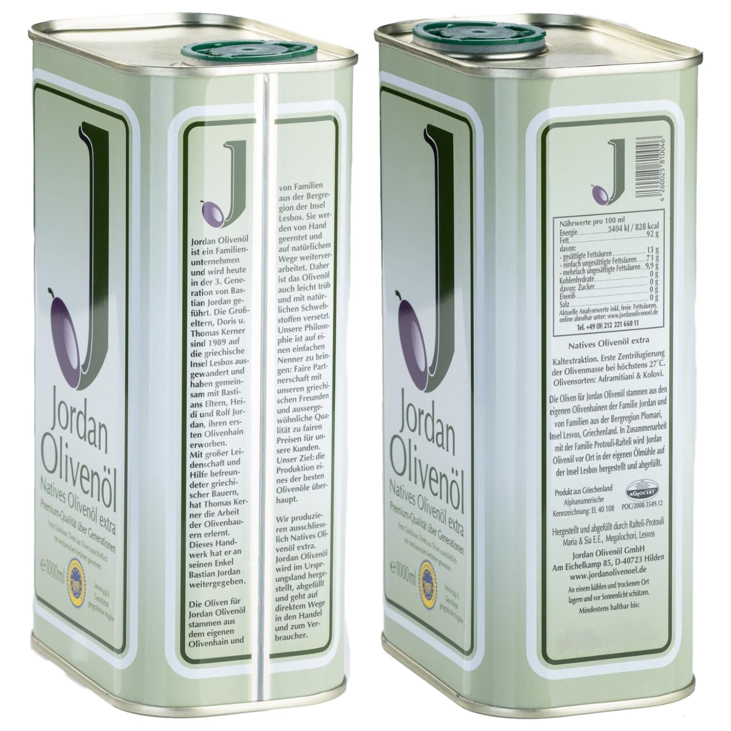 Jordan Natives Olivenöl (2x 1 Liter Kanister) von der griechischen Insel Lesbos