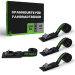 4x Spanngurte mit Polsterung für alle Fahrradträger (40cmx20mm): 200kg Belastbarkeit für Dachträger