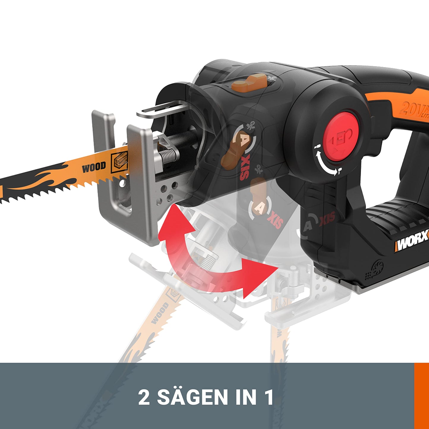 WORX (WX550.9) 2-in-1 Universal-Stichsäge zum Schneiden von Holz, Stahl & PVC: Ohne Akku & Ladegerät