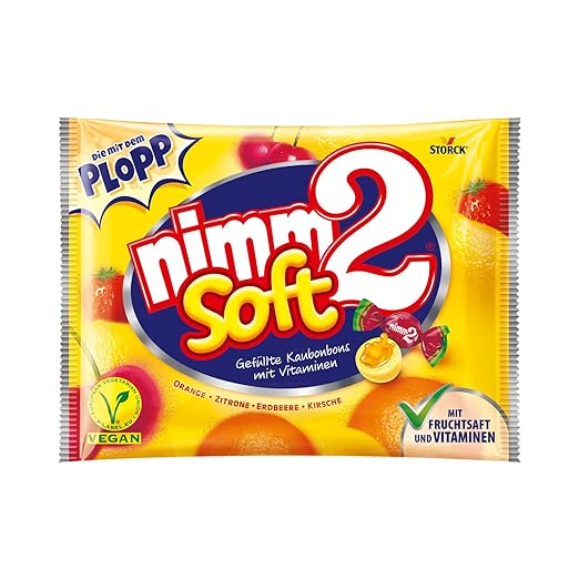 nimm2 Soft ULTRAPACK (1x800g): Gefüllte Kaubonbons in vier Sorten mit Fruchtsaft und Vitaminen