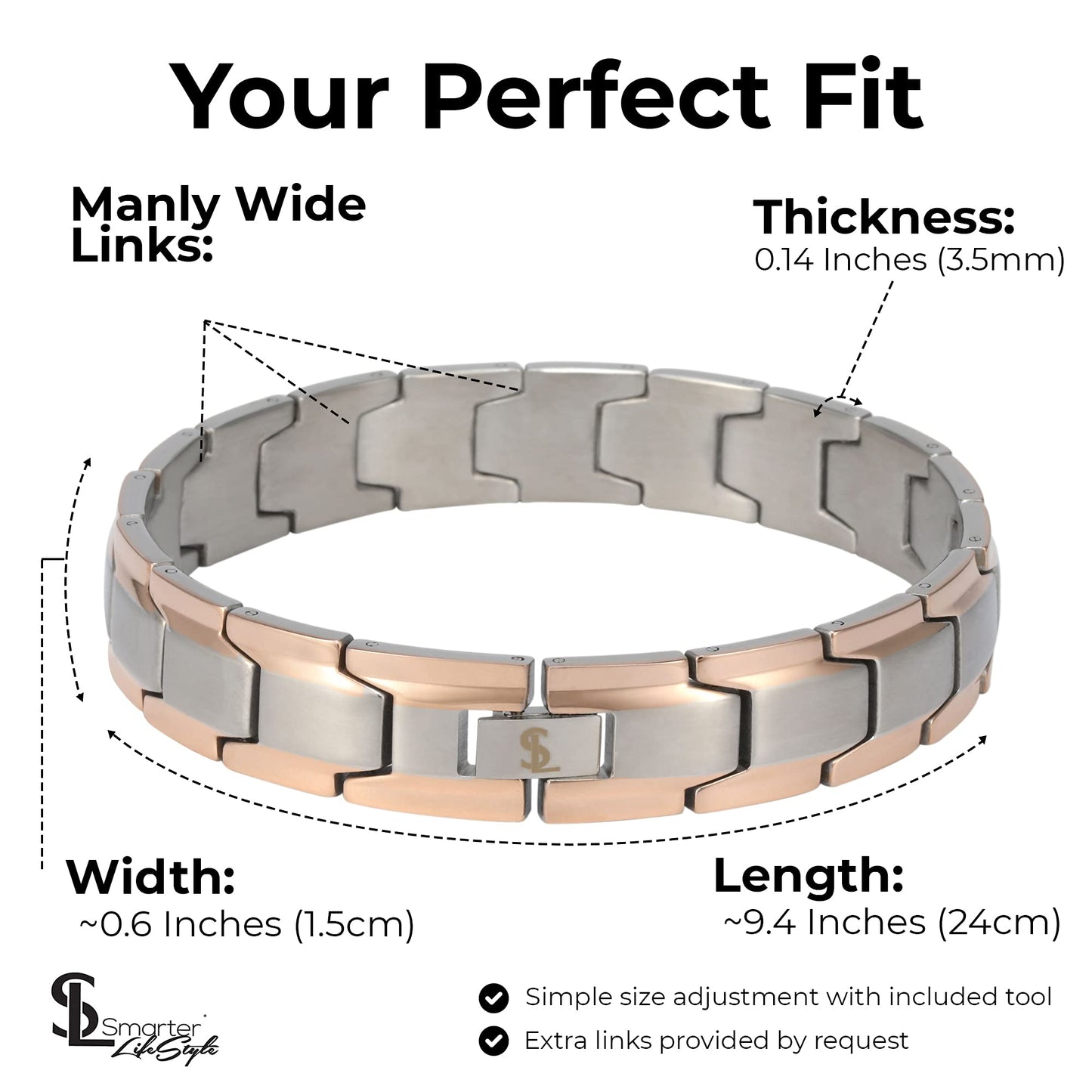 Smarter LifeStyle men's bracelet made of surgical steel in various colors