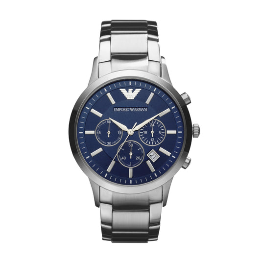 Emporio Armani 'AR2448' Chronographenwerk Herrenuhr (43mm): Silber-Edelstahlarmband