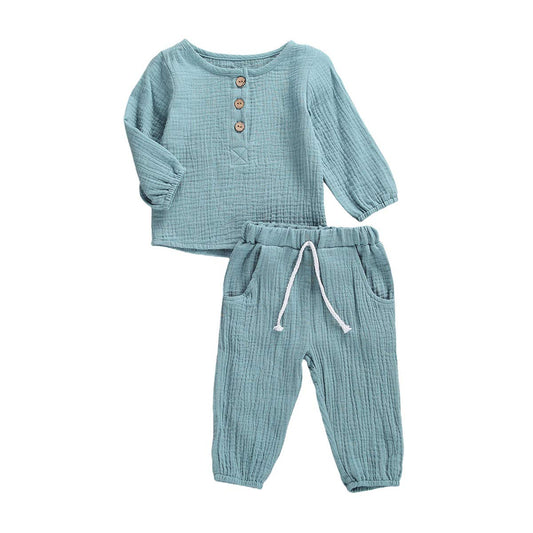 Zweiteiler Babykleidung-Set für Jungen & Mädchen: Weiches Outfit mit T-Shirt + Hose