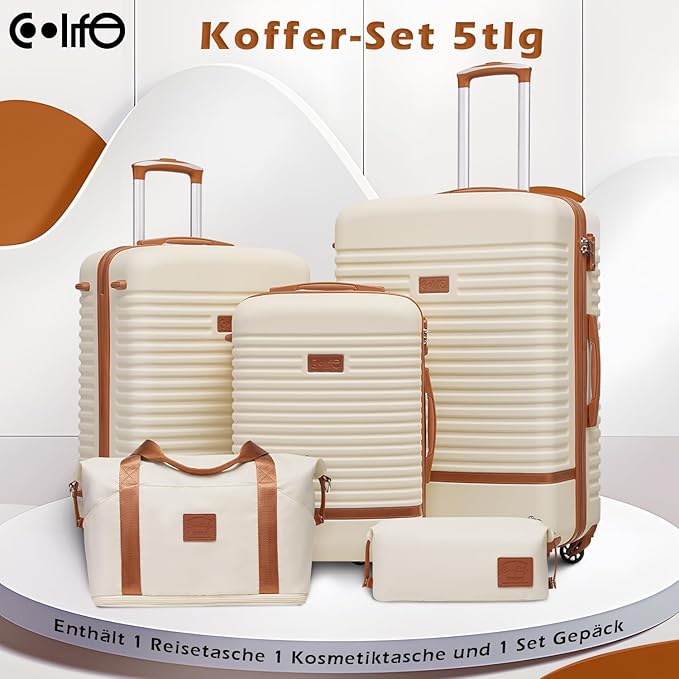 COOLIFE 5-teiliges Reisekofferset aus ABS-Hartschale | 4-Rollen Trolley mit TSA-Schloss 1