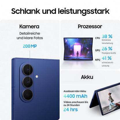Samsung Galaxy Z Fold7 AI Smartphone mit Galaxy AI, KI-Handy mit Android, Faltbares Design, Großes Display für Multitasking, 200-MP-Kamera, 512 GB, 12 GB RAM, Silver Shadow, 3 Jahre Herstellergarantie