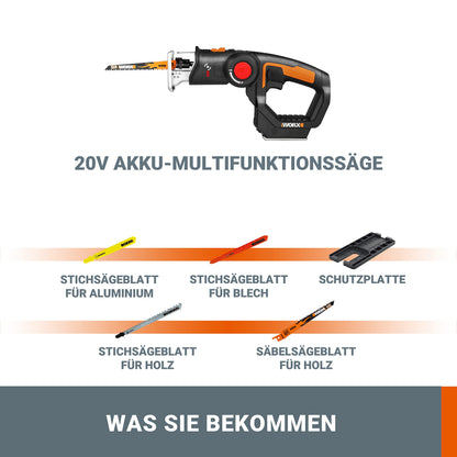 WORX (WX550.9) 2-in-1 Universal-Stichsäge zum Schneiden von Holz, Stahl & PVC: Ohne Akku & Ladegerät