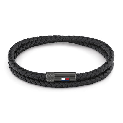 Tommy Hilfiger Doppelt gewickeltes Lederarmband mit Details aus Edelstahl