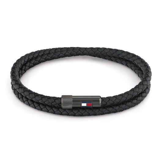 Tommy Hilfiger Doppelt gewickeltes Lederarmband mit Details aus Edelstahl