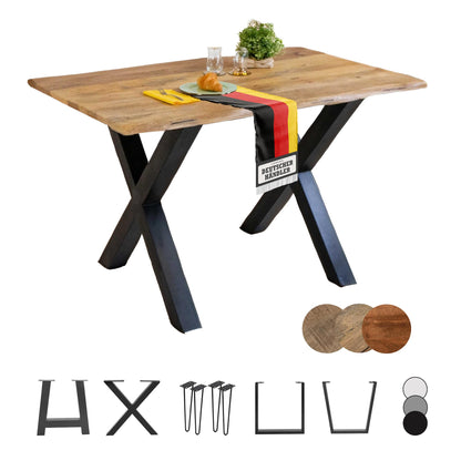 Loreno Handgefertigter Esstisch aus Mangoholz | Massiver Tisch mit Baumkante