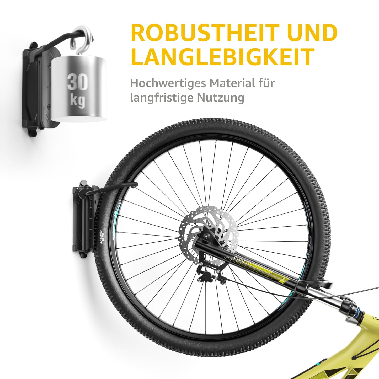 monTEK Schwenkbare Fahrrad Wandhalterung für die Garage | Hält bis zu 30kg (Schwarz)