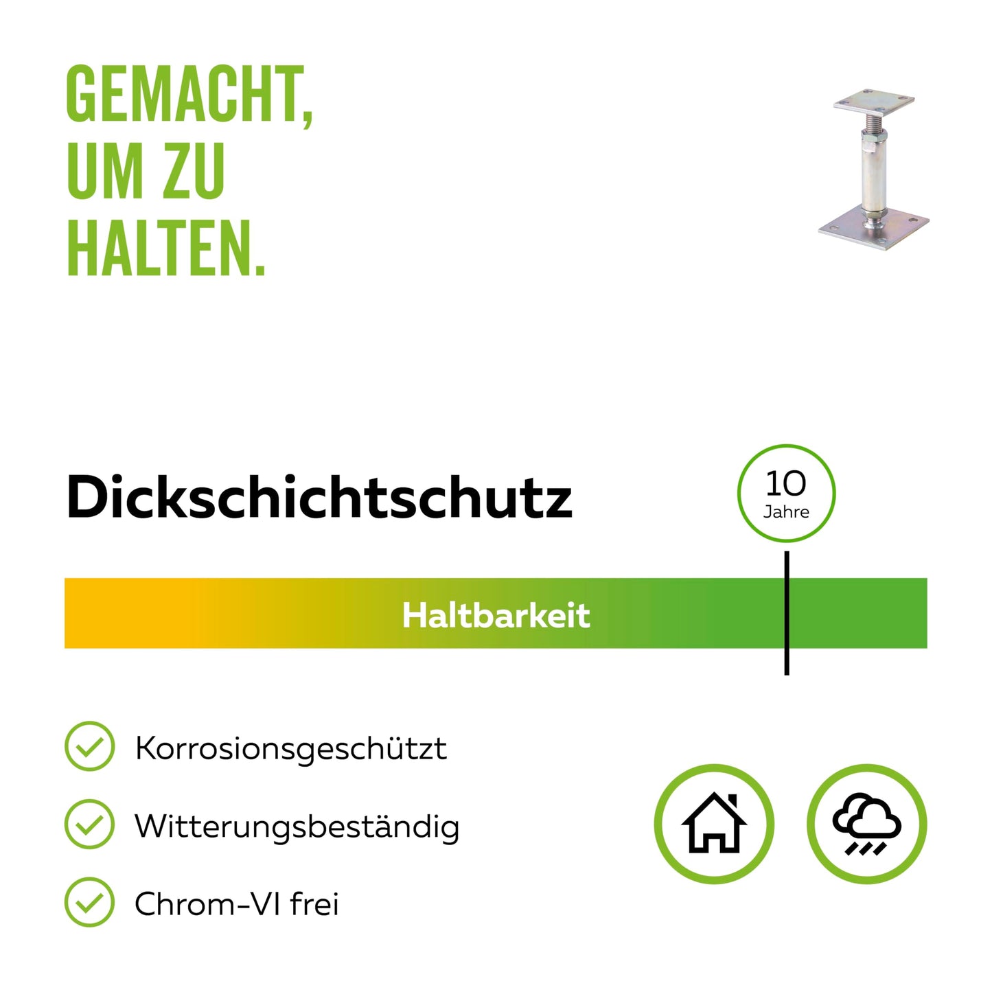 Alberts Pfostenträger (212391) zum Aufschrauben: Höhenverstellbar (150 - 190mm)
