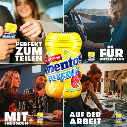 Mentos Kaugummi Full Fruit (6x 35 Stück) in drei Sorten mit Frucht-Geschmack & flüssiger Füllung