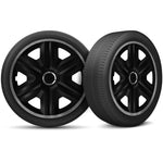 Radkappen (15 Zoll) passend für alle Stahlfelgen (4er Set): Einstellbarer Sicherungsring | Schwarz-Graphit