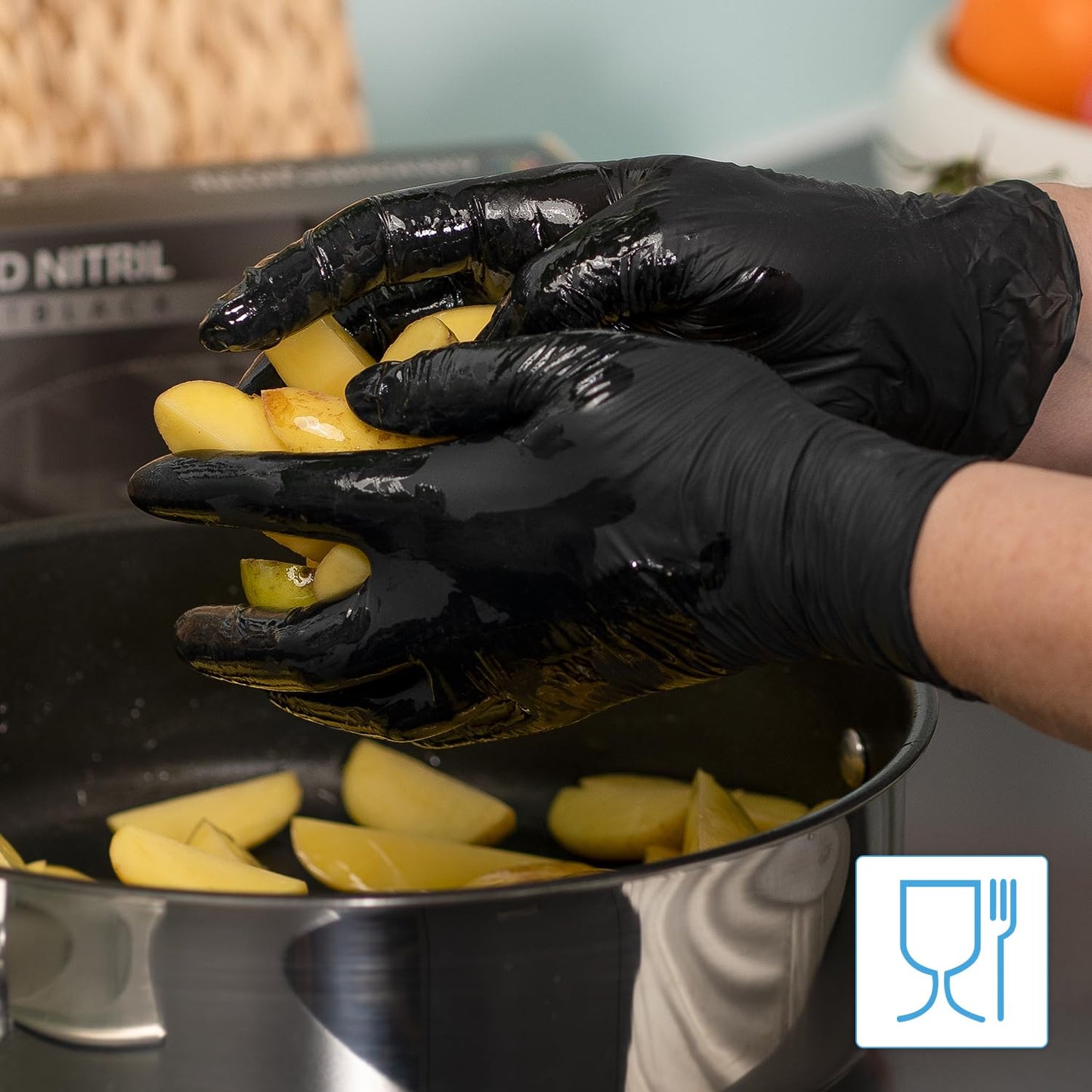 ARNOMED Black Nitrile Disposable Gloves (100 pieces/box): Powder-free, latex-free