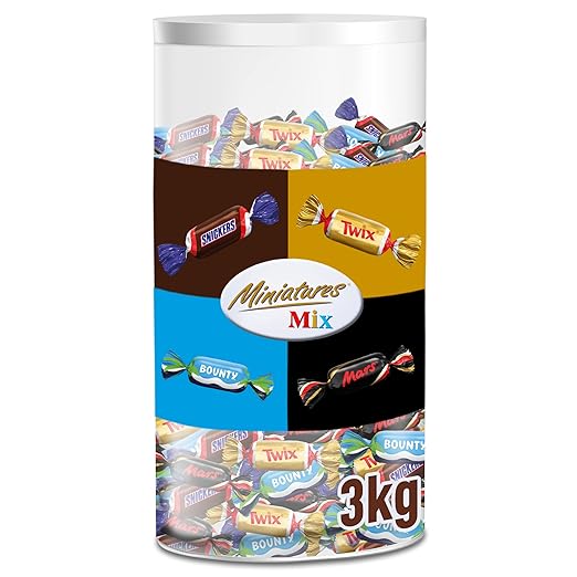 Mars - Snickers - Bounty - Twix Miniatures | Schokoriegel Party-Mix: 296 Riegel (3kg)