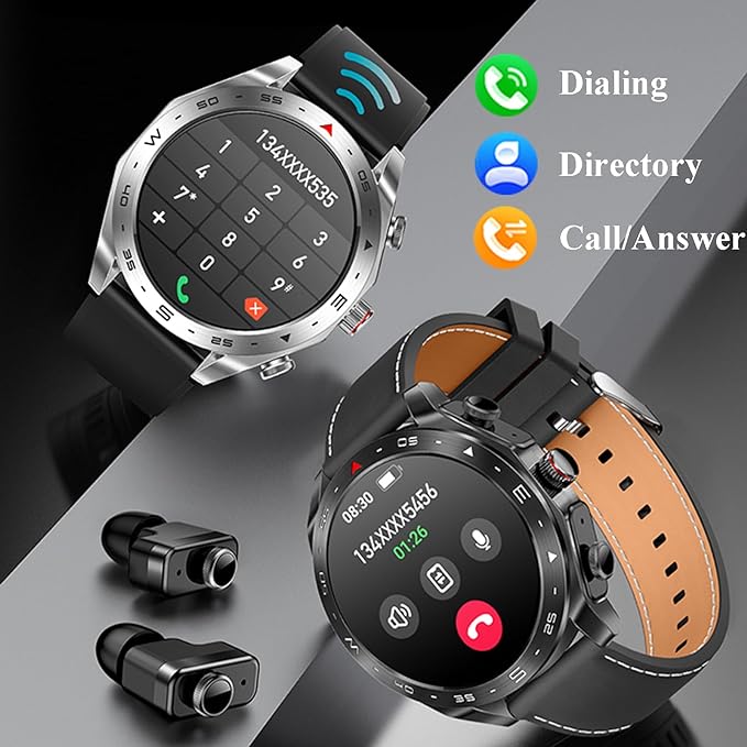 APOYOU Smartwatch mit Earbuds: 1,54 Zoll, IPS-Bildschirm | Fitness-Tracker (Schwarz) 1