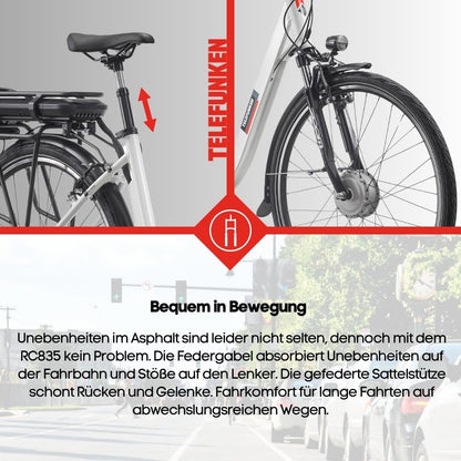 TELEFUNKEN (RC835) Multitalent E-Bike für Damen: Frontmotor, 3-Gang, V-Bremsen