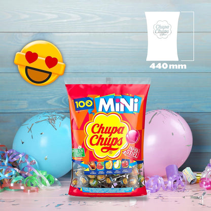 Chupa Chups Mini Classic Lollipop Bags (100 Mini Lollipops x 6g) suitable for birthdays