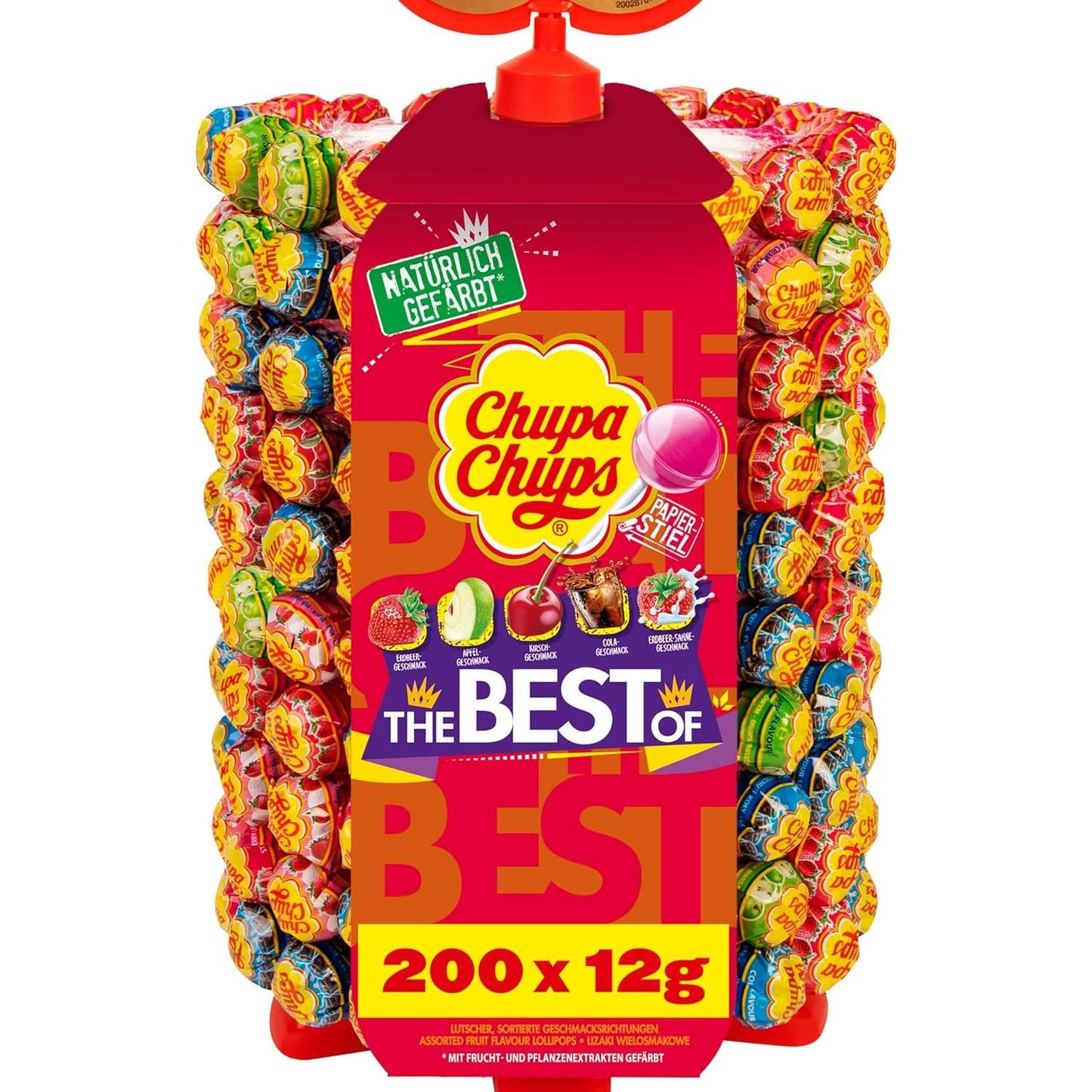 Chupa Chups Lutscher-Rad (200 Lollis x 12g): Aufsteller mit 5 leckeren Geschmacksrichtungen