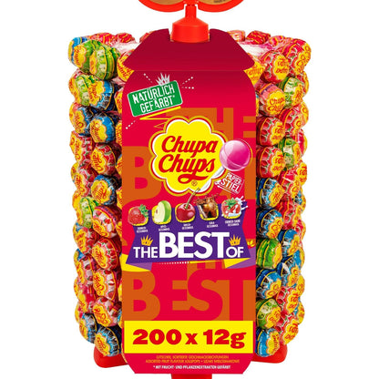 Chupa Chups Lutscher-Rad (200 Lollis x 12g): Aufsteller mit 5 leckeren Geschmacksrichtungen