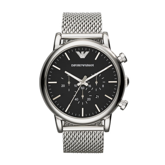 Emporio Armani 'AR1808' Chronograph-Herrenuhr (46mm): Edelstahl, Wasserdicht