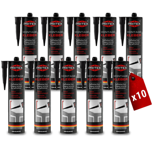 PRITEX Profi Montagekleber (10x 300ml): Haftstarker Universalkleber für Innen