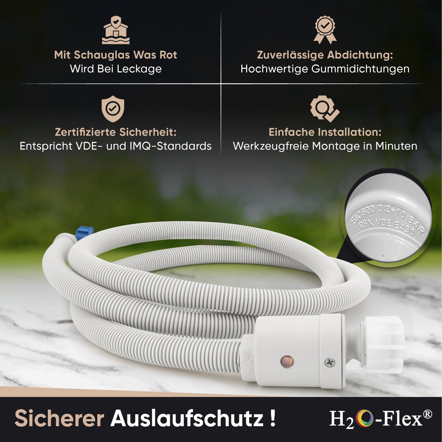 Aquastop Sicherheitszulaufschlauch für Waschmaschine und Geschirrspüler (2m)