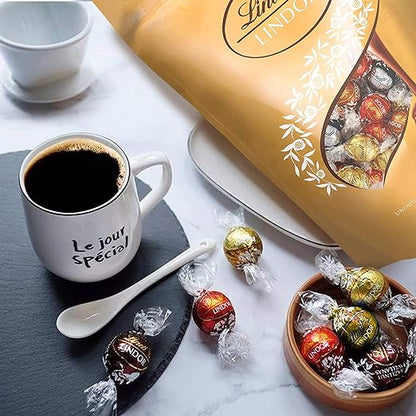 Lindt Schokolade LINDOR Kugeln Mischung | 2kg Beutel: Vollmilch, Weiß, Dark 60%, Haselnuss 5