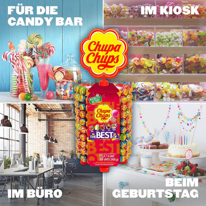 Chupa Chups Lutscher-Rad (200 Lollis x 12g): Aufsteller mit 5 leckeren Geschmacksrichtungen