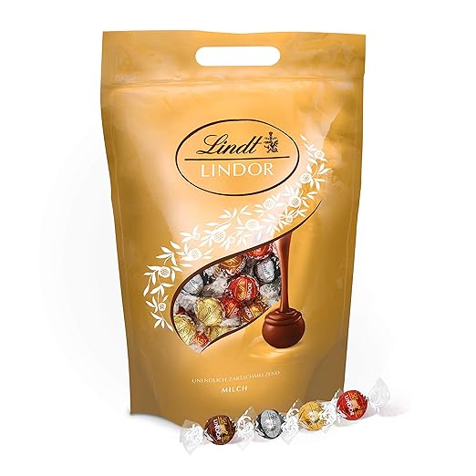 Lindt Schokolade LINDOR Kugeln Mischung | 2kg Beutel: Vollmilch, Weiß, Dark 60%, Haselnuss